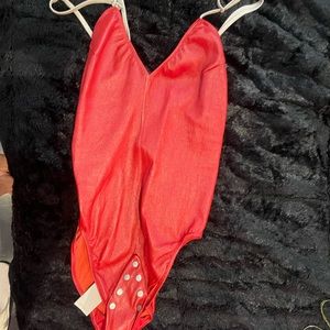 Red leather Rick owens bodysuit size 40